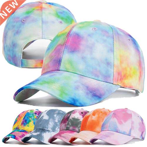 New Fashion Women Tie Dye Cap Multicolor Irregular Print Bas