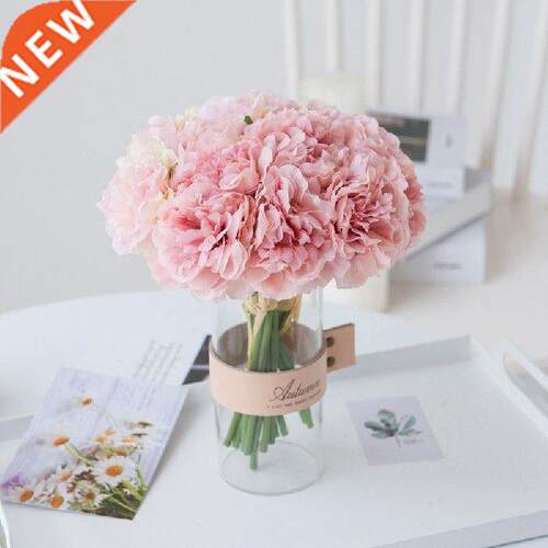 5 Heads Artificial Silk Fake Peony Flowers Hydrangea Party