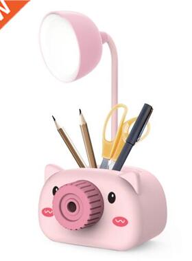 LED USB Rechargeable Table Desk Lamp Cute Cartoon Pen Holder