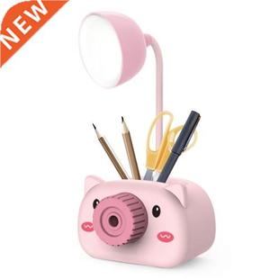 LED USB Rechargeable Table Desk Lamp Cute Cartoon Pen Holder