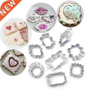 4Pcs Plaque Cutter Cookies Frame  Cake Oval Square Rectan