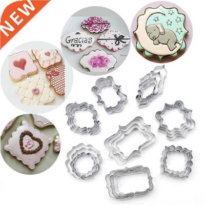 4Pcs Plaque Cutter Cookies Frame  Cake Oval Square Rectan