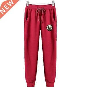 Casual Funny Print Mens Pants Cotton Autumn Winter Gray Men