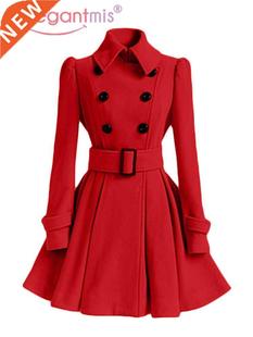 Aelegantmis Autumn Winter Vintage Woman Wool Coat Classic Lo