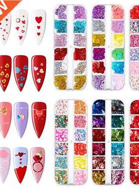 12 Grids Mixed Valentine's Day Nail Art Sequins Soft