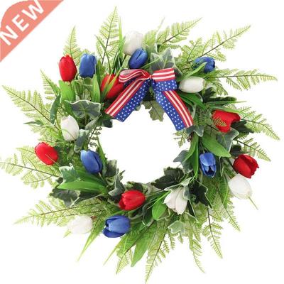 Artificial Tulip Wreath United States Independence Day Patri