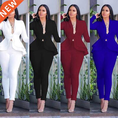 New Women Winter Women's Set Tracksuit Full Sleeve Ruffles B