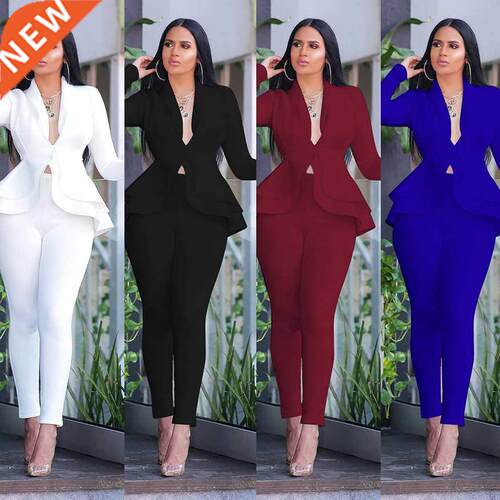 New Women Winter Women's Set Tracksuit Full Sleeve Ruffles B