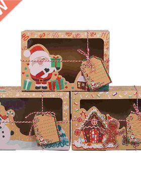 PRETYZOOM 12pcs Christmas Cookie Boxes Portable Kraft Paper