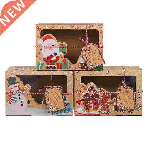 PRETYZOOM 12pcs Christmas Cookie Boxes Portable Kraft Paper