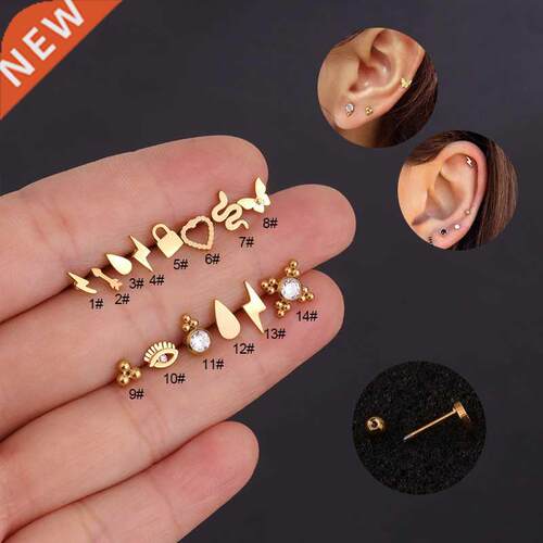 1PC 20G Fully Stainless Steel Small Cartilage Stud Earring C