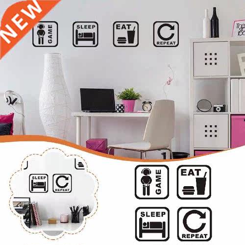 Eat Sleep Game Game Wall Sticker Self Adhesive Dormitory