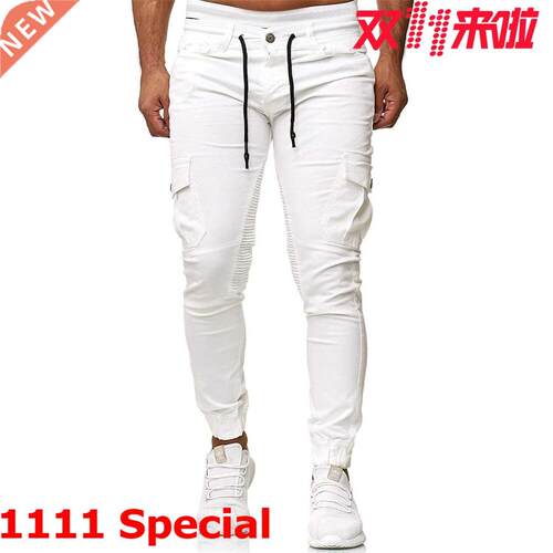 Men long straight jeans mens jogger trousers casual pants 裤