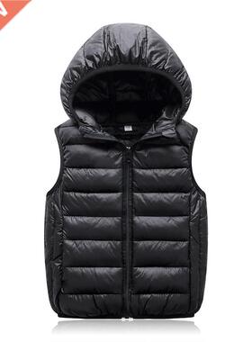 OLEKID 2022 Autumn Winter Children Vest Hooded Boy Sleeveles