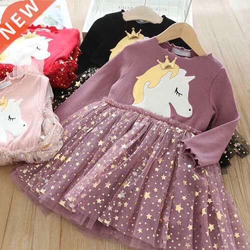Unicorn Mesh Princess Dress For 2022 Summer Toddler Kids Dre
