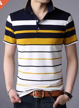 Men'S Clssic Striped Polo Shirt Cotton Short Sleeve 2021Sum