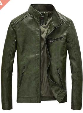 2020 Spring PU Leather Jacket Men Solid Casual Faux Leather