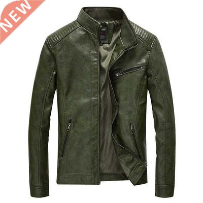 2020 Spring PU Leather Jacket Men Solid Casual Faux Leather