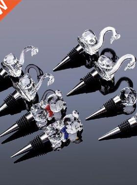 4 Styles Exquisite Swan Crystal Ball Bear Red Wine Stopper