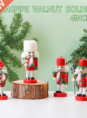 4pcs/lot colorful 10cm wood nutcracker soldier ornament for