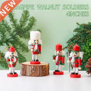 4pcs/lot colorful 10cm wood nutcracker soldier ornament for