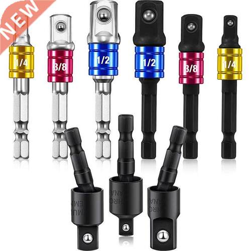 9 Pieces Drill Bit Sockets Adapter Extension Set Including 6
