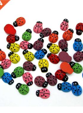 50/100Pcs Bees ladybugs Wooden Buttons Flatback Cabochon Scr
