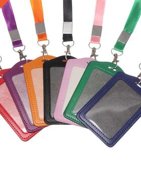 Unisex Work Card Holders With Lanyard PU Bank Card Name Cred