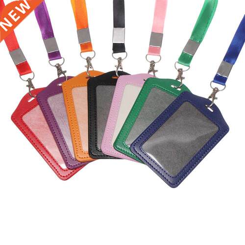 Unisex Work Card Holders With Lanyard PU Bank Card Name Cred