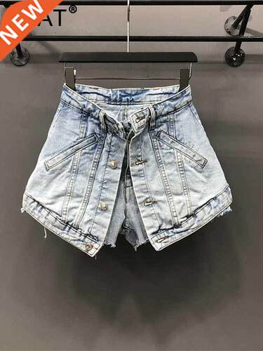 [DEAT] Solid Hot Women's Fake Two Pieces Of High Waist A-li