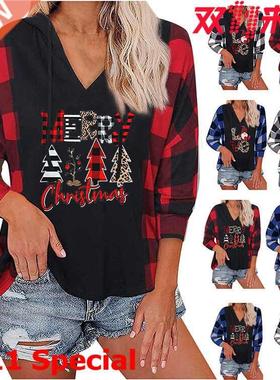 S-5xl Women's Christmas Fashion T-shirt大码秋冬圣诞节女士T恤