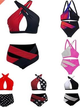 Two Piece Solid Swimwear Women Swimsuit 2022 High Waist Wome