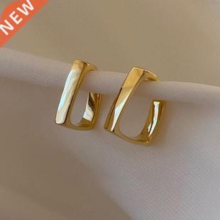 Women Exquisite Square Earrings Gold Color Circle Hoop Geome