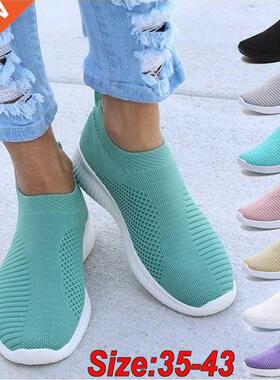 Women Flats Shoes Plus Size Breathable Mesh Platform Sneake