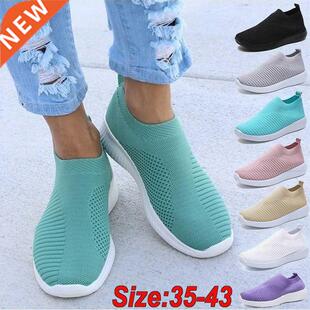 Women Flats Shoes Plus Size Breathable Mesh Platform Sneake