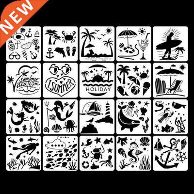 20Pcs Children DIY Painting Graffiti encil Cartoon Hollow-