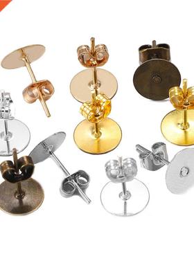 100pcs/lot 4-10mm Bronze Rhodium KC Gold Metal Blank Post Ea