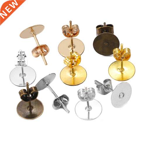 100pcs/lot 4-10mm Bronze Rhodium KC Gold Metal Blank Post Ea