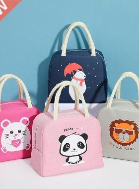 Portable Insulated Lunch Bag Cartoon Canvas Kids Thicken