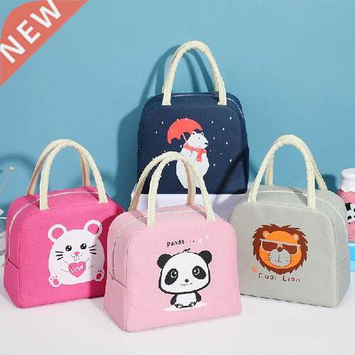 Portable Insulated Lunch Bag Cartoon Canvas Kids Thicken