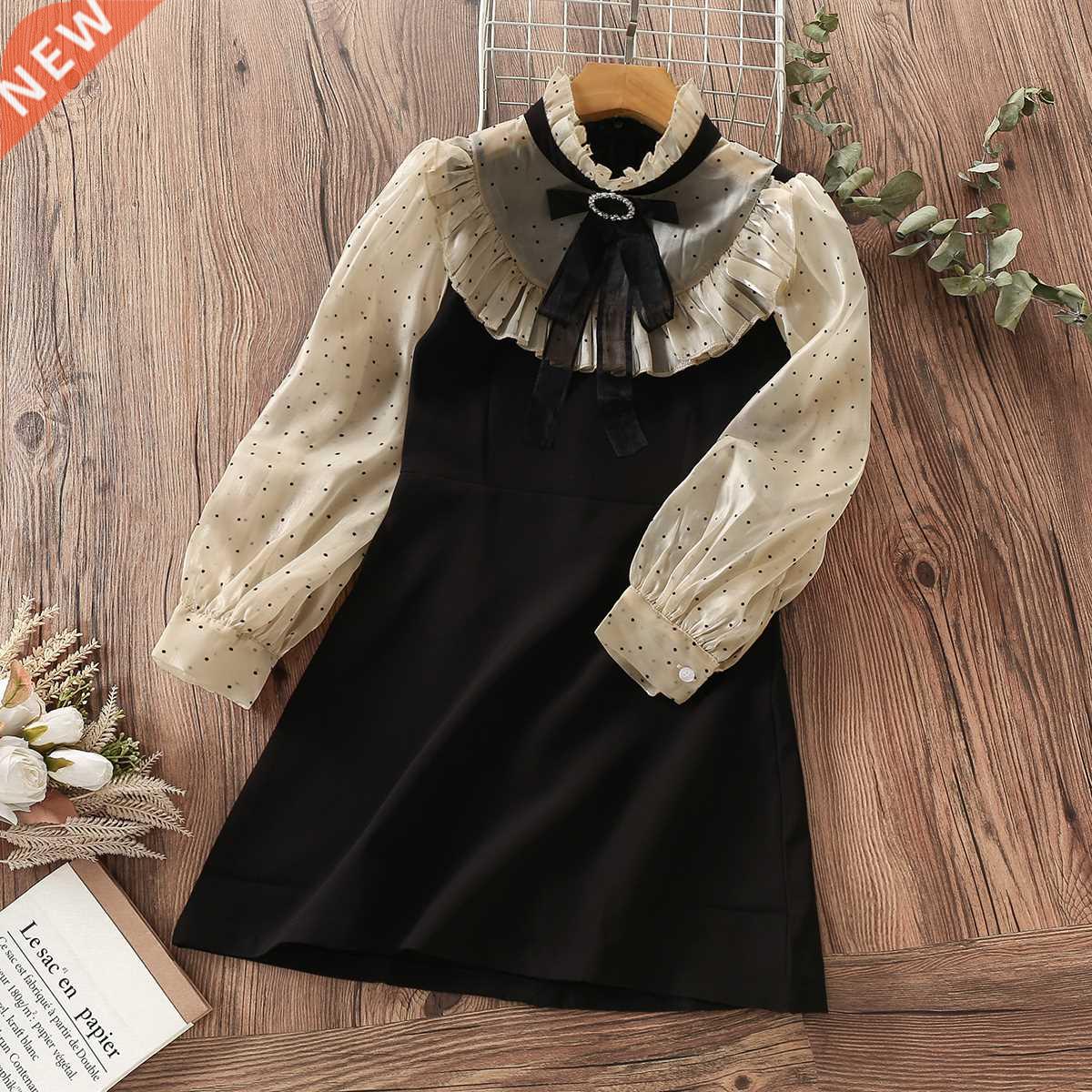Ruffl Dresses for Girls Princess Elegant Bow Dress for Kids图片