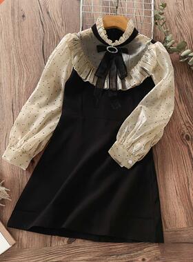 Ruffl Dresses for Girls Princess Elegant Bow Dress for Kids