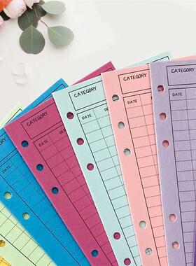 Office Supplies A6 Binder Expense Tracker Sheets 6 Holes Cas