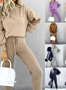 2 Piece Set Women Tracksuit Hooded Sweatshirt Pants Sets Lon