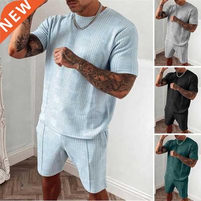 2022 Summer New Tracksuit Men Casual Sports Set Solid Color