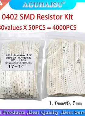 4000PCS 0402 SMD Resistor Kit ssorted Kit 10R-910K ohm 5% 8