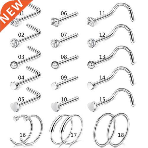 5/9/21Pcs 20G Nose Studs Surgical Steel Nostril Studs Screws
