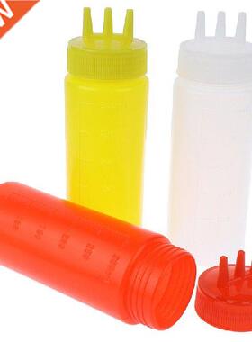 1PCS 3 Holes Squeeze ottle Sauce Vinegar Oil Ketchup Gravy