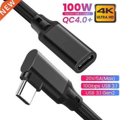 HD 4K USB C Extension Cable 100W PD 5A Right Angle Bend 90 D