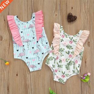 Summer Girls Swimwear Kids Girls Flamingo/ Flower Print O-Ne